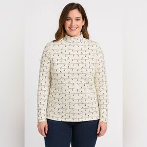 Christmas String Light Print Cotton Turtle Neck 3X like New Holiday Whimsical